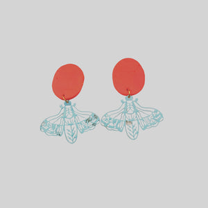 Coral & Neon Turquoise Dragonflies