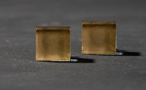 Earthy Taupe Glass Square Studs