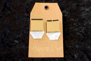 Gold and White Statement Earrings