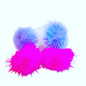 Colorblock lavender and pink fur pairs