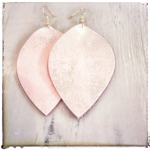 Softest Pink leather leaf earrings