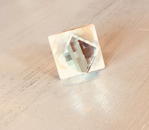 Crystal glass and Mother of Pearl Statement Ring!