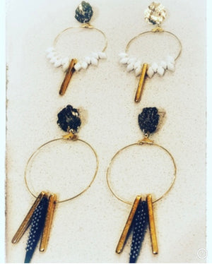 Gold and White or Black Spikes and Gold hoops