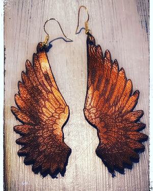 Brown leather intricate angel wings