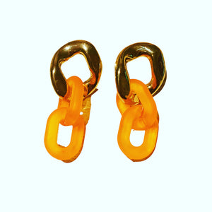 Orange chain studs