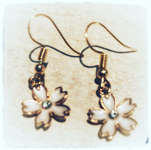 Ivory and gold floral petite earrings