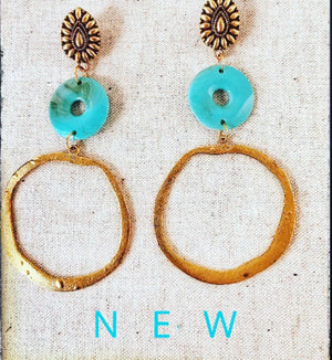 Boho Cool Turquoise and Gold earrings