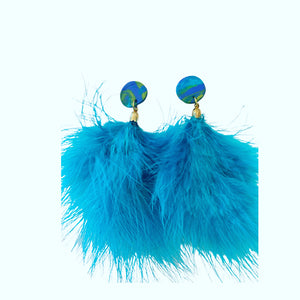 Brightest Blue feathers with Cool Clay Studs