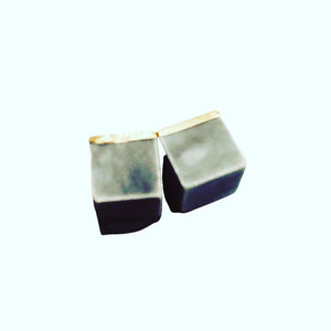Grey Marble Baby Studs with Hand Painted Gold
