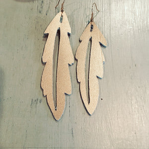 Gold leather feather earrings!! So glam and edgy!!