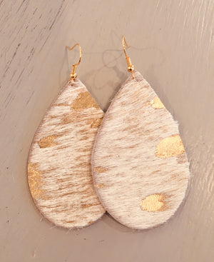 Gold and Cream Cowhide Leather teardrops!