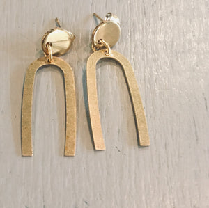 Brass modern day minimalist dangle earrings