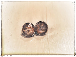 Taupe and Gold foil studs